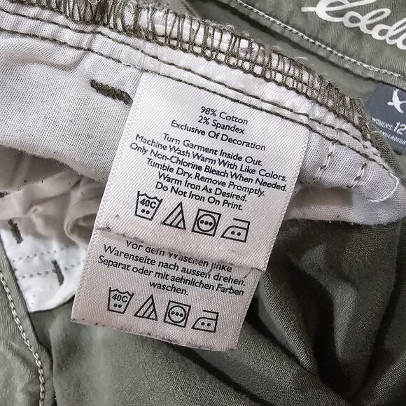 Eddie Bauer Cargo Pants Olive Green Slim Straight Sz 12 Gorpcore Hiking Outdoors - Picture 6 of 6